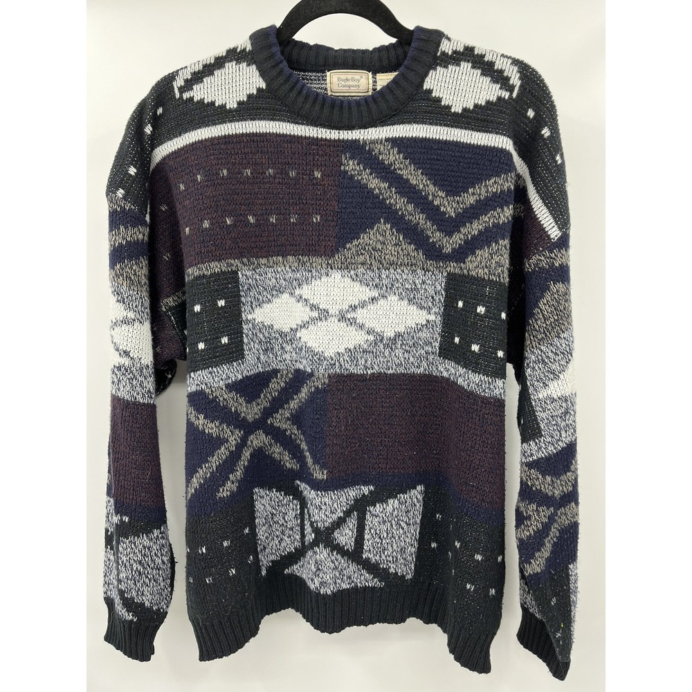 Vintage 90s Bugle Boy Geometric Sweater Colorful Men's Size Large